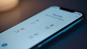 imagen de un movil con una app domotica